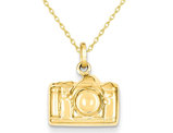 Polished Camera Charm Pendant Necklace in 14K Yellow Gold with Chain