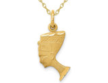 Egyptian Nefertiti Charm Pendant Necklace in 14K Yellow Gold with Chain