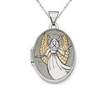 Oval Guardian Angel Locket in Sterling Silver