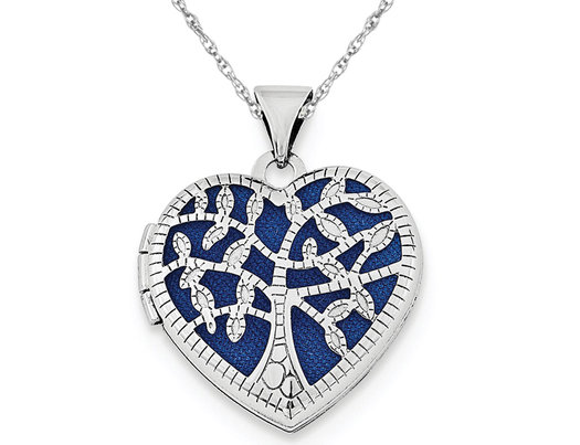 Filigree Tree Heart Locket in Sterling Silver with Chain