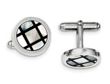 Black Criss Cross Enamel Cuff Links in Sterling Silver