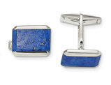 Sterling Silver Rectangle Blue Lapis Cuff Links