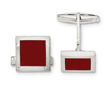 Sterling Silver Red Agate Cuff Links