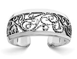 Sterling Silver Antiqued Floral Toe Ring