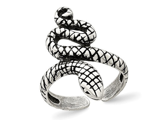 Sterling Silver Antiqued Snake Toe Ring