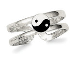 Sterling Silver Yin Yang Toe Ring with Black Enamel