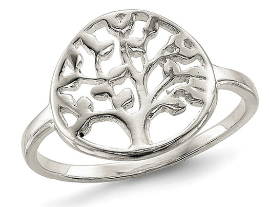 Sterling Silver Polished Tree of Life Ring 