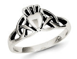 Ladies Antiqued Claddagh Ring in Sterling Silver