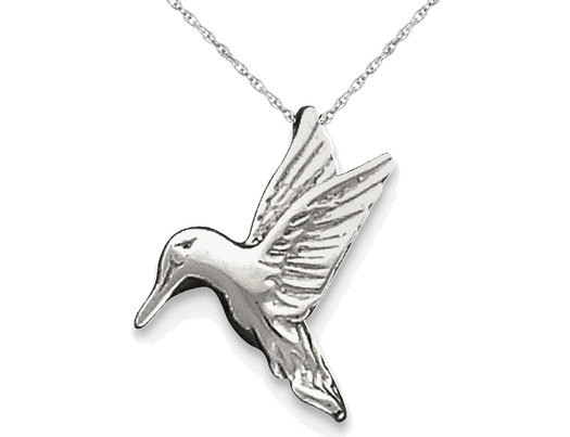 Hummingbird Charm Pendant Necklace in Sterling Silver 