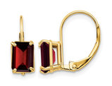 7x5mm 2.50 Carat (ctw) Emerald-Cut Garnet Leverback Earrings in 14K Yellow Gold