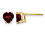 1.60 Carat (ctw) Heart Shaped Garnet Gemstone Earrings in 14K Yellow Gold