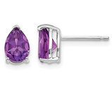 7x5mm Tear Drop Purple Solitaire Amethyst Earrings 14K White Gold