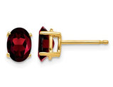 1.00 Carat (ctw) Oval Garnet Solitaire Earrings in 14K Yellow Gold