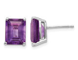 4.3 Carat (ctw) Emerald-Cut Amethyst Solitaire Earrings in 14K White Gold