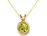 9/10 Carat (ctw) Peridot Solitaire Pendant Necklace in 14K Yellow Gold with Chain