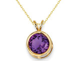 1.70 Carat (ctw) Purple Amethyst Solitaire Pendant Necklace in 14K Yellow Gold with Chain
