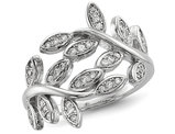 Vine Leaves Synthetic Cubic Zirconia Ring in Sterling Silver