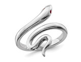 Synthetic Ruby Snake Toe Ring in Sterling Silver