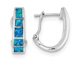 Synthetic Blue Opal Hoop Earrings in Sterling Silver