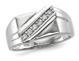 Men's Synthetic Cubic Zirconia Band Ring in Sterling Silver