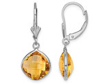 8.00 Carat Yellow Citrine Dangle Drop Leverback Earrings in Sterling Silver