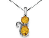 Sterling Silver Citrine Cat Pendant Necklace 1.50 Carat (ctw)  with Chain
