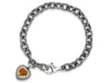 Sterling Silver with 14K Gold Accent Heart Citrine Bracelet