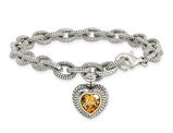 Sterling Silver with 14K Gold Accent Heart Citrine Bracelet
