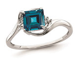 1.25 Carat (ctw) London Blue Topaz Princess Cut Ring in Sterling Silver