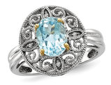 Sterling Silver Sky Blue Topaz Ring 1.40 Carat (ctw) with 14K Gold Accent 