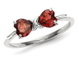 1.00 Carat (ctw) Red Garnet Bow Ring 14K White Gold 