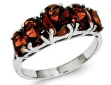 Sterling Silver Five Stone Natural Garnet Ring 4.0 Carat (ctw)