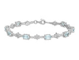 Sterling Silver Rhodium Plated Aquamarine Bracelet