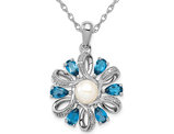 London Blue Topaz Pendant Necklace 1.00 Carat (ctw) in Sterling Silver