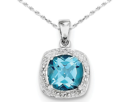 2.40 Carat (ctw) Swiss-Blue Topaz Pendant Necklace in Sterling Silver with Chain