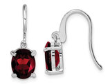 Sterling Silver Rhodium Plated Garnet Earrings (3.80 Carat ctw)