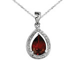 1.90 Carat (ctw) Garnet Drop Pendant Necklace in Sterling Silver with Chain
