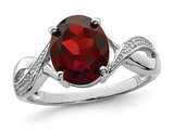 2.50 Carat (ctw) Oval Red Garnet Ring in Sterling Silver