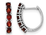 Sterling Silver Oval Garnet Hoop Earrings 2.20 Carat (ctw)