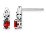 14K White Gold Garnet and Diamond Post Earring