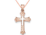 14K Rose Pink Gold Crucifix Cross Pendant Necklace with Chain