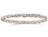 10K Pink and White Gold Two-Tone Braided Bangle