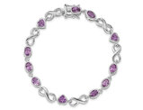 Sterling Silver Amethyst Rhodium Plated Infinity Heart Bracelet (4.80 Carat ctw)