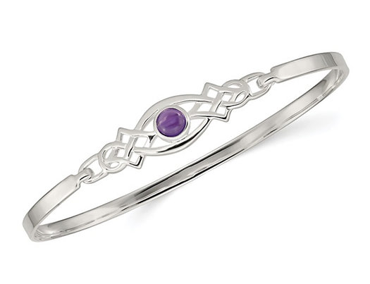 Sterling Silver Purple Amethyst Bangle Bracelet