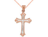 Cross Pendant Necklace in 14K Rose Pink and White Gold with Chain