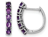 1.75 Carat (ctw) Amethyst Hinged Hoop Earrings in Sterling Silver 