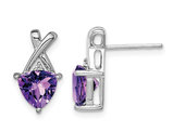 Sterling Silver Trillion Cut Amethyst Earrings 1.60 Carat (ctw)