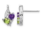 Sterling Silver Amethyst and Green Peridot Earrings