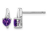 Sterling Silver Heart Amethyst Post Earrings 2/5 Carat (ctw)