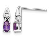 14K White Gold Amethyst Post Earrings 2/5 Carat (ctw)